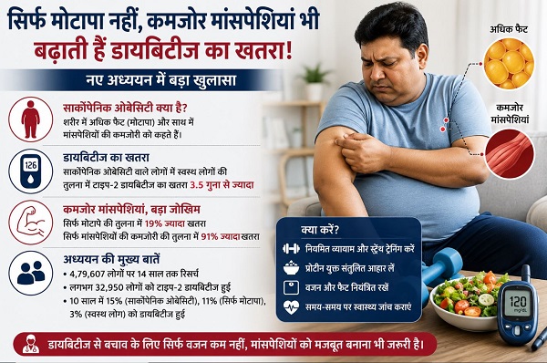 सिर्फ मोटापा नहीं, कमजोर मांसपेशियां भी बढ़ाती हैं डायबिटीज का खतरा!